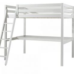 Vipack Lits Enfant Lit Mezzanine 90x200 Incliné + Bureau Blanc -Lits enfant Soldes lit mezzanine 90x200 incline bureau blanc 4