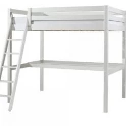 Vipack Lits Enfant Lit Mezzanine 90x200 Incliné + Bureau Gris -Lits enfant Soldes lit mezzanine 90x200 incline bureau blanc 6