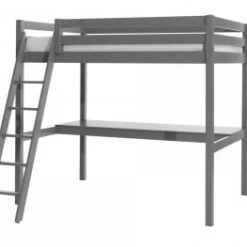 Vipack Lits Enfant Lit Mezzanine 90x200 Incliné + Bureau Gris -Lits enfant Soldes lit mezzanine 90x200 incline bureau gris 3