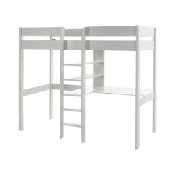 Vipack Lits Enfant Lit Mezzanine 90x200 Sommier Inclus Bureau Blanc