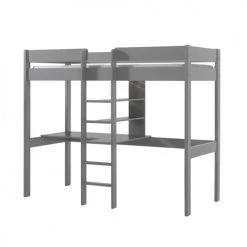 Vipack Lits Enfant Lit Mezzanine 90x200 Sommier Inclus Bureau Gris