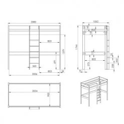 Vipack Lits Enfant Lit Mezzanine 90x200 Sommier Inclus Fauteuil Blanc -Lits enfant Soldes lit mezzanine 90x200 sommier inclus fauteuil blanc 3
