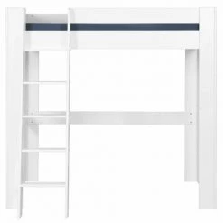ID Kids Lits Enfant Lit Mezzanine Avec Bureau 90x190 Cm Bois Massif Blanc -Lits enfant Soldes lit mezzanine avec bureau 90x190 cm bois massif blanc 4
