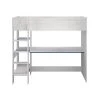 Calicosy Lits Enfant Lit Mezzanine Avec Bureau Effet Bois Blanc - 90x200 Cm