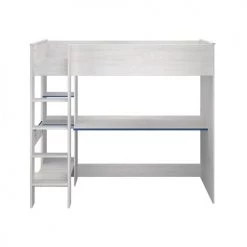 Calicosy Lits Enfant Lit Mezzanine Avec Bureau Effet Bois Blanc - 90x200 Cm