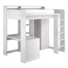 Calicosy Lits Enfant Lit Mezzanine Avec Bureau Et Rangements 90x200 Cm - Décor Pin Blanc