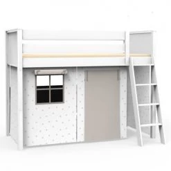 Wookids Lits Enfant Lit Mezzanine Avec Textiles Viena Gris