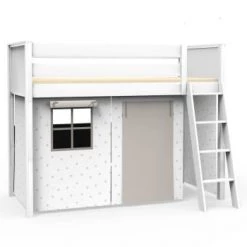 Wookids Lits Enfant Lit Mezzanine Avec Textiles Viena Vert-bleu -Lits enfant Soldes lit mezzanine avec textiles viena gris 6