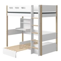 Flexa Lits Enfant Lit Mezzanine évolutif 90x190 Blanc -Lits enfant Soldes lit mezzanine evolutif 90x190 blanc 2