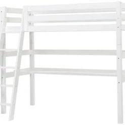 Nordic Factory Lits Enfant Lit Mezzanine évolutif 90x200 Avec Bureau Blanc