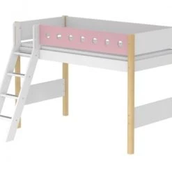 Flexa Lits Enfant Lit Mezzanine évolutif 90x200 Avec échelle Inclinée Blanc -Lits enfant Soldes lit mezzanine evolutif 90x200 avec echelle inclinee blanc 4