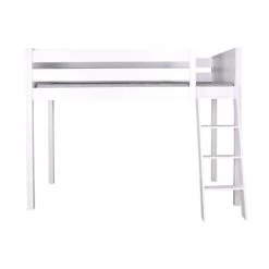 Wookids Lits Enfant Lit Mezzanine Hêtre Massif Laqué Blanc