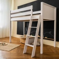 Wookids Lits Enfant Lit Mezzanine Hêtre Massif Laqué Blanc -Lits enfant Soldes lit mezzanine hetre massif laque blanc 3