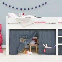 Bopita Lits Enfant Lit Mezzanine Mi-hauteur 90x200 Avec échelle Droite Blanc -Lits enfant Soldes lit mezzanine mi hauteur 90x200 avec echelle droite blanc 5