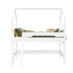 Bopita Lits Enfant Lit Mezzanine Mi-hauteur 90x200 Avec échelle Inclinée Home Blanc -Lits enfant Soldes lit mezzanine mi hauteur 90x200 avec echelle inclinee home blanc 2