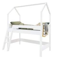 Bopita Lits Enfant Lit Mezzanine Mi-hauteur 90x200 Avec échelle Inclinée Home Blanc -Lits enfant Soldes lit mezzanine mi hauteur 90x200 avec echelle inclinee home blanc 3