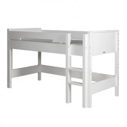Bopita Lits Enfant Lit Mezzanine Mi-hauteur 90x200 échelle Droite Blanc