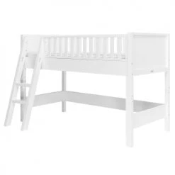 Bopita Lits Enfant Lit Mezzanine Mi-hauteur 90x200 échelle Inclinée Blanc
