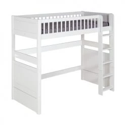 ID Kids Lits Enfant Lit Mezzanine Modulable 90x190 Cm Bois Massif Blanc