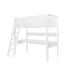Bopita Lits Enfant Lit Mezzanine Xl 90x200 échelle Inclinée Blanc