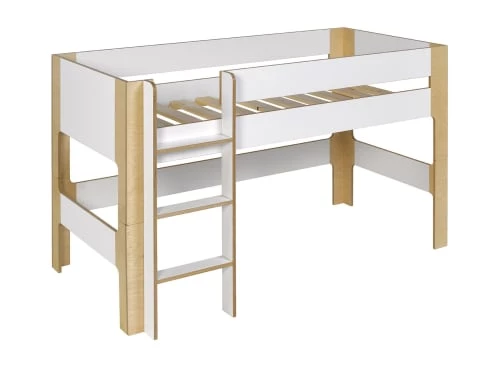 Nateo Concept Lits Enfant Lit Mi-hauteur 90x190 Blanc Et Bouleau 2 Nateo Concept Lits Enfant Lit Mi-hauteur 90x190 Blanc Et Bouleau – Image 2