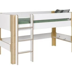 Nateo Concept Lits Enfant Lit Mi-hauteur 90x190 Blanc Et Bouleau