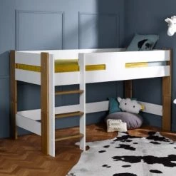 Nateo Concept Lits Enfant Lit Mi-hauteur 90x190 Blanc Et Hêtre 6 Nateo Concept Lits Enfant Lit Mi-hauteur 90x190 Blanc Et Hêtre -Lits enfant Soldes lit mi hauteur 90x190 blanc et hetre 2