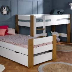 Nateo Concept Lits Enfant Lit Mi-hauteur 90x190 Blanc Et Hêtre 7 Nateo Concept Lits Enfant Lit Mi-hauteur 90x190 Blanc Et Hêtre -Lits enfant Soldes lit mi hauteur 90x190 blanc et hetre 3