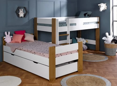 Nateo Concept Lits Enfant Lit Mi-hauteur 90x190 Blanc Et Hêtre 4 Nateo Concept Lits Enfant Lit Mi-hauteur 90x190 Blanc Et Hêtre – Image 4