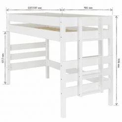 ID Kids Lits Enfant Lit Mi-hauteur 90x190 Cm Bois Massif -Lits enfant Soldes lit mi hauteur 90x190 cm bois massif 4