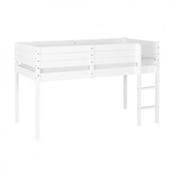 ID Kids Lits Enfant Lit Mi-hauteur 90x190 Cm Bois Massif Blanc