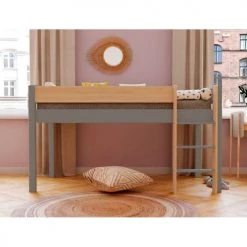 Nateo Concept Lits Enfant Lit Mi-hauteur 90x190 En Pin Massif Gris Et Bois 7 Nateo Concept Lits Enfant Lit Mi-hauteur 90x190 En Pin Massif Gris Et Bois -Lits enfant Soldes lit mi hauteur 90x190 en pin massif gris et bois 3