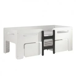 Vipack Lits Enfant Lit Mi-hauteur 90x200 Sommier Inclus Blanc