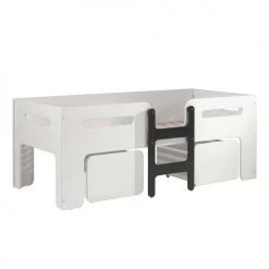 Vipack Lits Enfant Lit Mi-hauteur 90x200 Sommier Inclus Blanc -Lits enfant Soldes lit mi hauteur 90x200 sommier inclus blanc 12