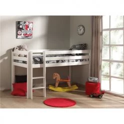 Vipack Lits Enfant Lit Mi-hauteur 90x200 Sommier Inclus Blanc -Lits enfant Soldes lit mi hauteur 90x200 sommier inclus blanc 6