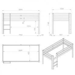 Vipack Lits Enfant Lit Mi-hauteur 90x200 Sommier Inclus Blanc -Lits enfant Soldes lit mi hauteur 90x200 sommier inclus blanc 7