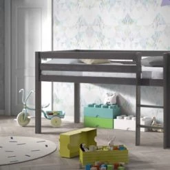 Vipack Lits Enfant Lit Mi-hauteur 90x200 Sommier Inclus Blanc -Lits enfant Soldes lit mi hauteur 90x200 sommier inclus blanc 8