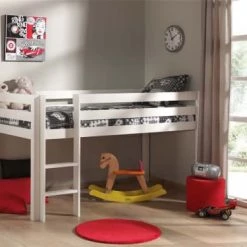 Vipack Lits Enfant Lit Mi-hauteur 90x200 Sommier Inclus Gris -Lits enfant Soldes lit mi hauteur 90x200 sommier inclus gris 5