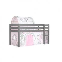 Vipack Lits Enfant Lit Mi-hauteur 90x200 Sommier Inclus Housse Birdy Gris