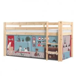 Vipack Lits Enfant Lit Mi-hauteur 90x200 Sommier Inclus Housse Pet Shop Naturel