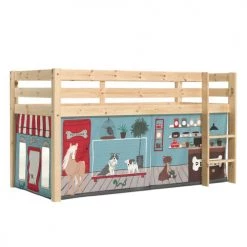 Vipack Lits Enfant Lit Mi-hauteur 90x200 Sommier Inclus Housse Pet Shop Naturel -Lits enfant Soldes lit mi hauteur 90x200 sommier inclus housse pet shop naturel 3