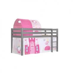 Vipack Lits Enfant Lit Mi-hauteur 90x200 Sommier Inclus Housse Princesse Gris