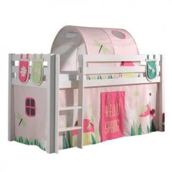 Vipack Lits Enfant Lit Mi-hauteur 90x200 Sommier Inclus Housse Spring Blanc