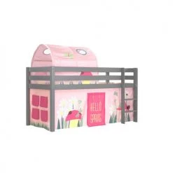 Vipack Lits Enfant Lit Mi-hauteur 90x200 Sommier Inclus Housse Spring Gris