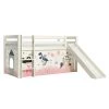 Vipack Lits Enfant Lit Mi-hauteur 90x200 Toboggan Sommier Inclus Housse Fairy Blanc