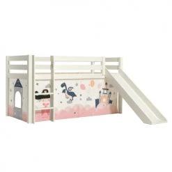 Vipack Lits Enfant Lit Mi-hauteur 90x200 Toboggan Sommier Inclus Housse Fairy Blanc -Lits enfant Soldes lit mi hauteur 90x200 toboggan sommier inclus housse fairy blanc 2