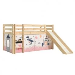 Vipack Lits Enfant Lit Mi-hauteur 90x200 Toboggan Sommier Inclus Housse Fairy Naturel -Lits enfant Soldes lit mi hauteur 90x200 toboggan sommier inclus housse fairy naturel 2