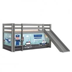 Vipack Lits Enfant Lit Mi-hauteur 90x200 Toboggan Sommier Inclus Housse Police Bleu -Lits enfant Soldes lit mi hauteur 90x200 toboggan sommier inclus housse police bleu 2