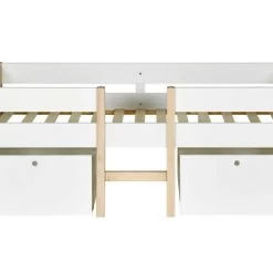 Nateo Concept Lits Enfant Lit Mi-hauteur Avec Rangement 90x200 Blanc Et Pin