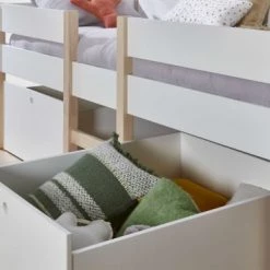 Nateo Concept Lits Enfant Lit Mi-hauteur Avec Rangement 90x200 Blanc Et Pin -Lits enfant Soldes lit mi hauteur avec rangement 90x200 blanc et pin 3